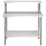 Vidaxl keukenwerktafel met bovenschap 120x60x120 cm roestvrij staal - afbeelding 3