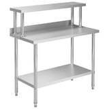 Vidaxl keukenwerktafel met bovenschap 120x60x120 cm roestvrij staal - afbeelding 1