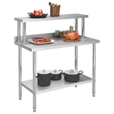 Vidaxl keukenwerktafel met bovenschap 120x60x120 cm roestvrij staal - afbeelding 2