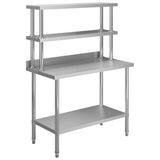 Vidaxl keukenwerktafel met bovenschap 120x60x150 cm roestvrij staal - afbeelding 1