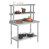 Vidaxl keukenwerktafel met bovenschap 120x60x150 cm roestvrij staal - afbeelding 2