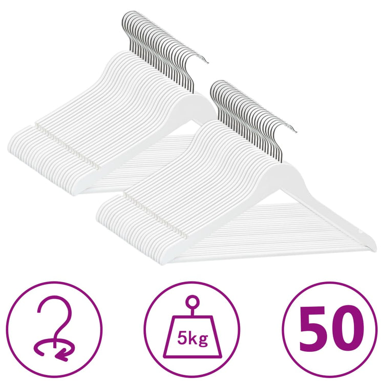 Vidaxl 50-delige kledinghangerset anti-slip hardhout wit