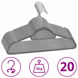 Vidaxl 20-delige kledinghangerset anti-slip fluweel grijs - afbeelding 1