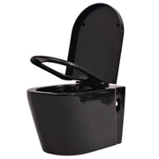 VidaXL Hangend toilet met verborgen stortbak keramiek zwart - afbeelding 3