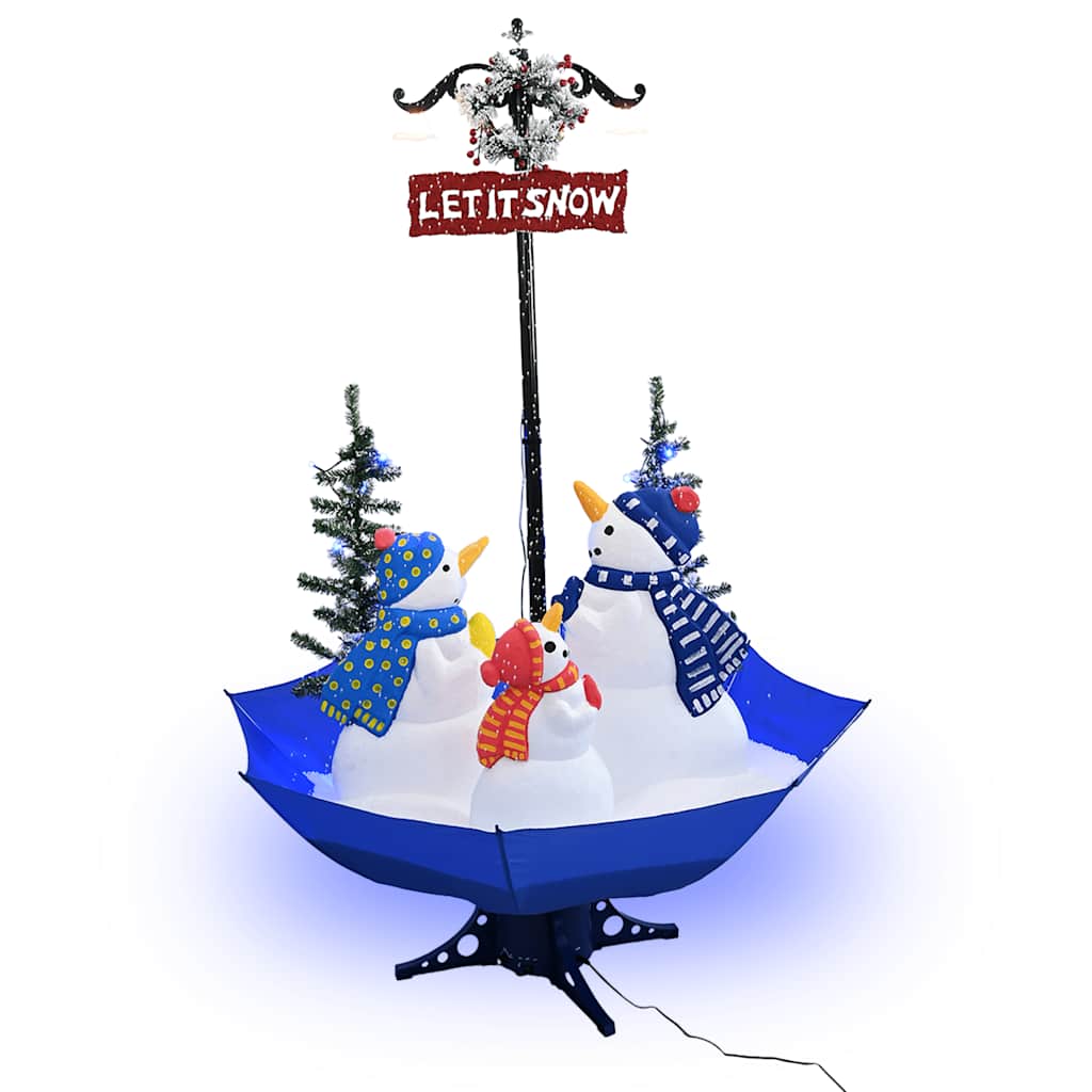 Vidaxl kerstboom sneeuwend met paraplubasis 170 cm pvc blauw