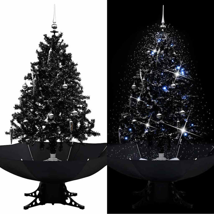 Vidaxl kerstboom sneeuwend met paraplubasis 140 cm pvc zwart