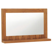 Vidaxl wandspiegel met schap 60x12x40 cm massief teakhout - afbeelding 1