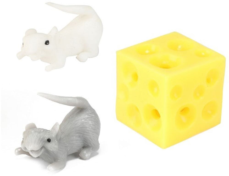 Rekbare stuiterkaas met 2 muizen 4,5x8cm