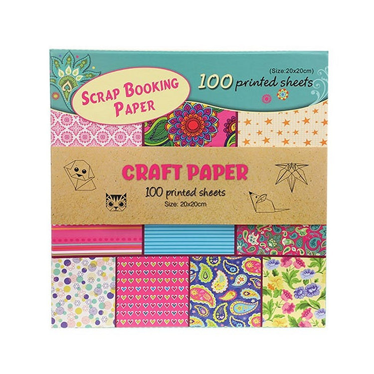 Toi-toys knutselpapierset 100 bedrukte vellen 20x20cm