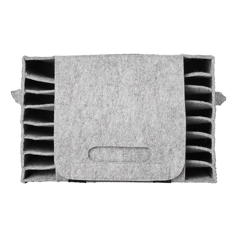 Proplus bordenhouder vilt voor 10 borden met klittenbandsluiting 27x20x17 cm grijs