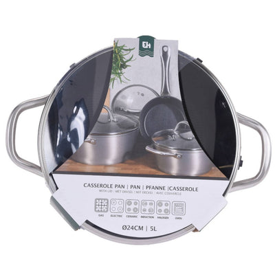 Excellent houseware pan 24 cm + glazen deksel