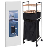 Bathroom solutions opbergrek met 2 schappen en wasmand 109 cm bamboe - afbeelding 2
