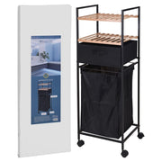 Bathroom solutions opbergrek met 2 schappen en wasmand 109 cm bamboe - afbeelding 2