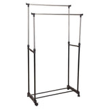 Storage solutions kledingrek met wielen dubbel 80x42x(90-160) cm - afbeelding 2