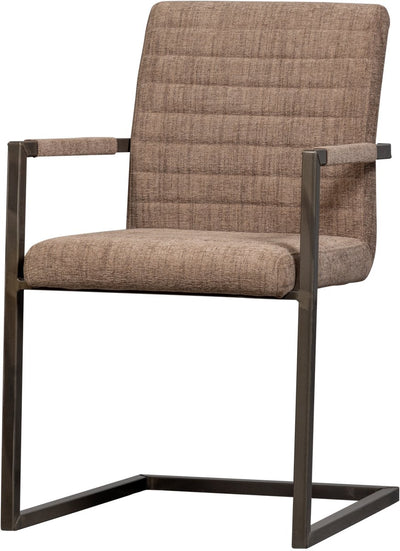 Woood bas eetkamerstoel - geweven stof - bruin melange - 87x54x62