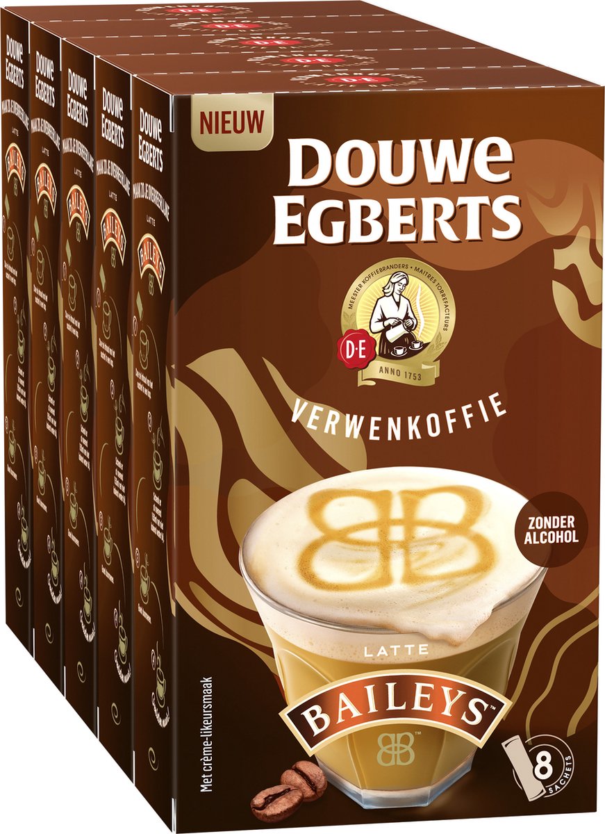 Douwe egberts latte baileys oploskoffie - 5 x 8 zakjes