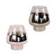 Windlicht glas metallic zilverkleurig 17,5x17,5x18cm 2 assorti