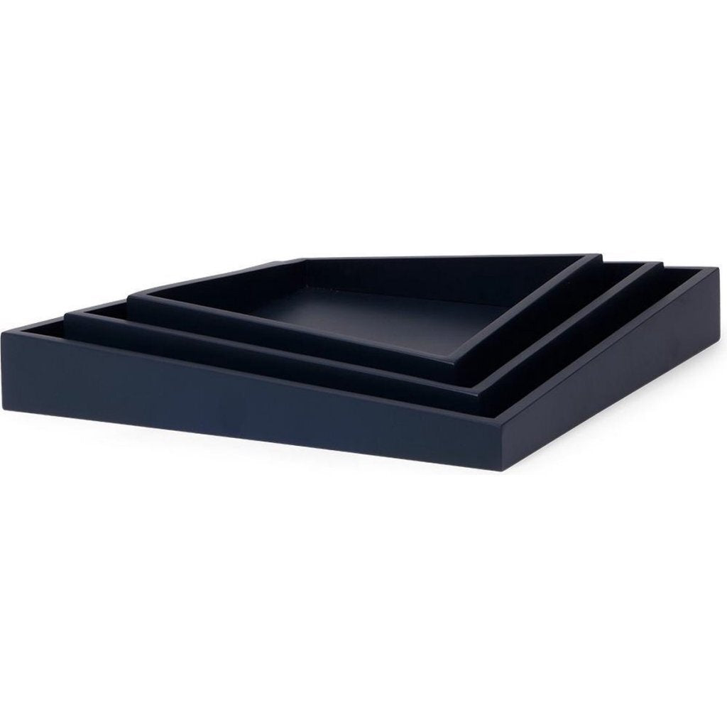 Senza asymmetrische houten dienbladen 3 stuks blauw