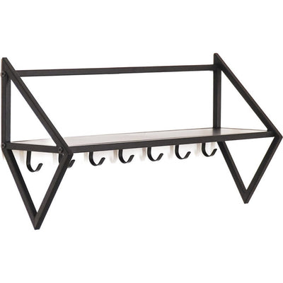 Overige merken housevitamin wandkapstok met 7 haken 71.5x21.7x36 cm zwart metaal