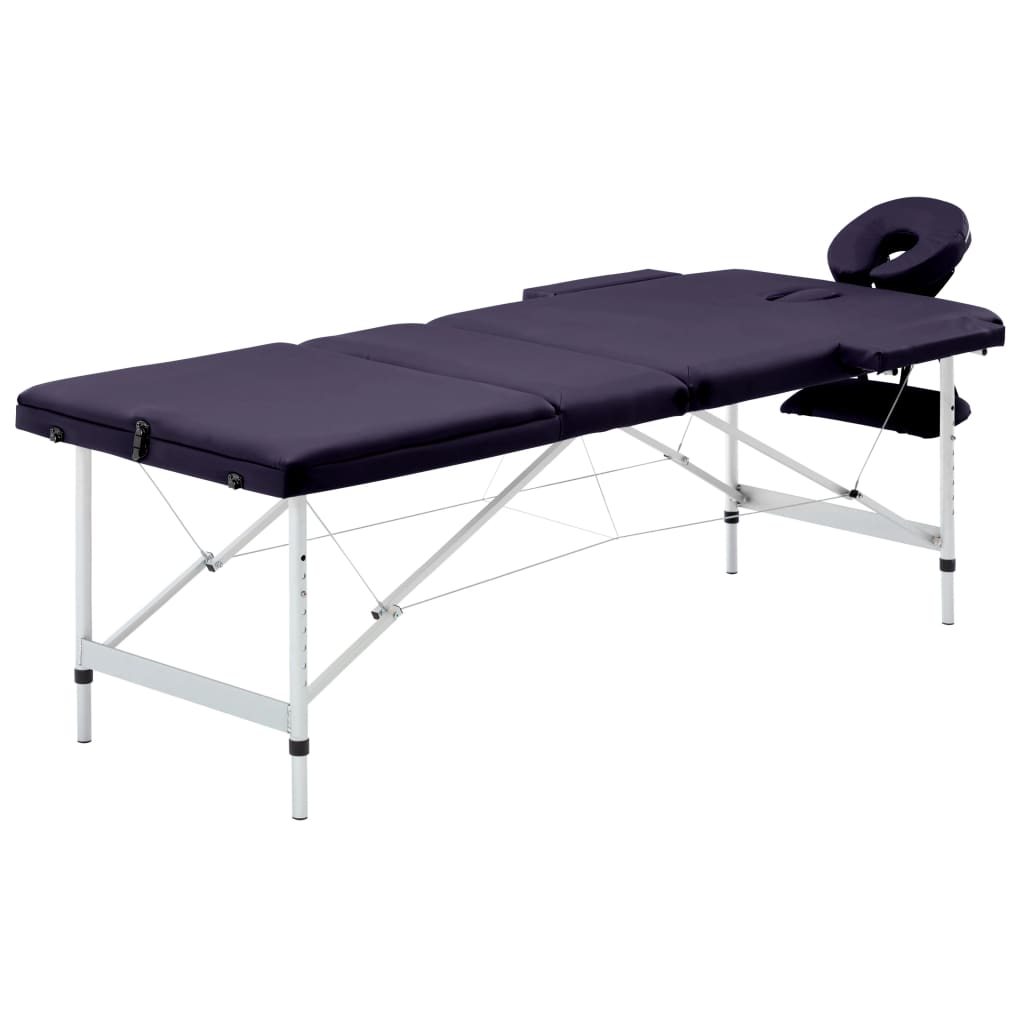 Vidaxl massagetafel inklapbaar 3 zones aluminum paars