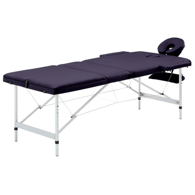 Vidaxl massagetafel inklapbaar 3 zones aluminum paars
