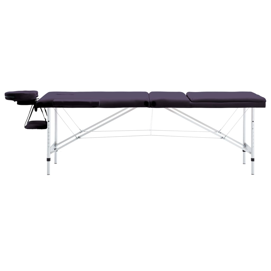 Vidaxl massagetafel inklapbaar 3 zones aluminum paars