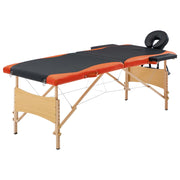 Vidaxl massagetafel inklapbaar 2 zones hout zwart en oranje - afbeelding 1