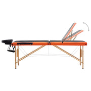 VidaXL Massagetafel inklapbaar 3 zones hout zwart en oranje - afbeelding 3