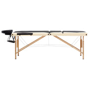 Vidaxl massagetafel inklapbaar 3 zones hout zwart en beige - afbeelding 2