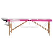 Vidaxl massagetafel inklapbaar 3 zones hout wit en roze - afbeelding 2