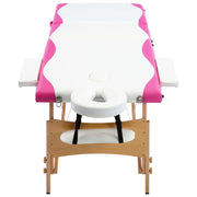 Vidaxl massagetafel inklapbaar 3 zones hout wit en roze - afbeelding 3