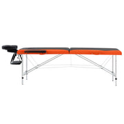 Vidaxl massagetafel inklapbaar 2 zones aluminium zwart en oranje - afbeelding 3