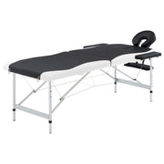 Vidaxl massagetafel inklapbaar 2 zones aluminium zwart en wit - afbeelding 1
