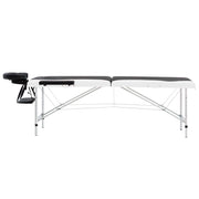 Vidaxl massagetafel inklapbaar 2 zones aluminium zwart en wit - afbeelding 3