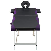 Vidaxl massagetafel inklapbaar 2 zones aluminium zwart en paars - afbeelding 2