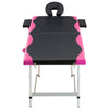 Vidaxl massagetafel inklapbaar 2 zones aluminium zwart en roze