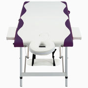 Vidaxl massagetafel inklapbaar 2 zones aluminium wit en paars - afbeelding 2