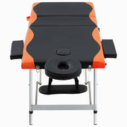 Vidaxl massagetafel inklapbaar 3 zones aluminium zwart en oranje - afbeelding 2
