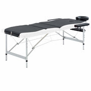 Vidaxl massagetafel inklapbaar 3 zones aluminium zwart en wit - afbeelding 1