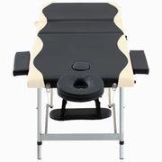 Vidaxl massagetafel inklapbaar 3 zones aluminium zwart en beige - afbeelding 2