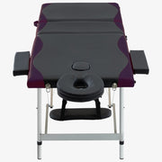 Vidaxl massagetafel inklapbaar 3 zones aluminium zwart en paars - afbeelding 2