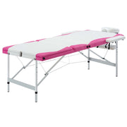 Vidaxl massagetafel inklapbaar 3 zones aluminium wit en roze - afbeelding 1