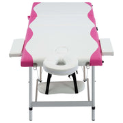 Vidaxl massagetafel inklapbaar 3 zones aluminium wit en roze - afbeelding 2