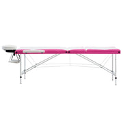 Vidaxl massagetafel inklapbaar 3 zones aluminium wit en roze - afbeelding 3