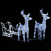 Vidaxl kerstversiering rendieren en slee 160 led's 130 cm acryl - afbeelding 3