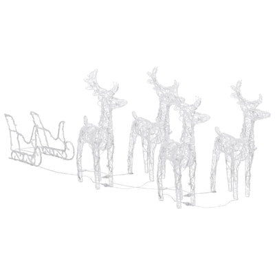 Vidaxl kerstdecoratie rendieren en slee 280x28x55 cm acryl