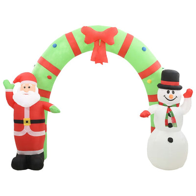 Vidaxl kerstboog kerstman en sneeuwpop opblaasbaar led 223 cm