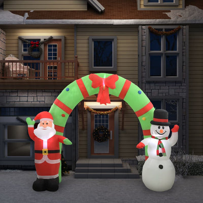 Vidaxl kerstboog kerstman en sneeuwpop opblaasbaar led 223 cm