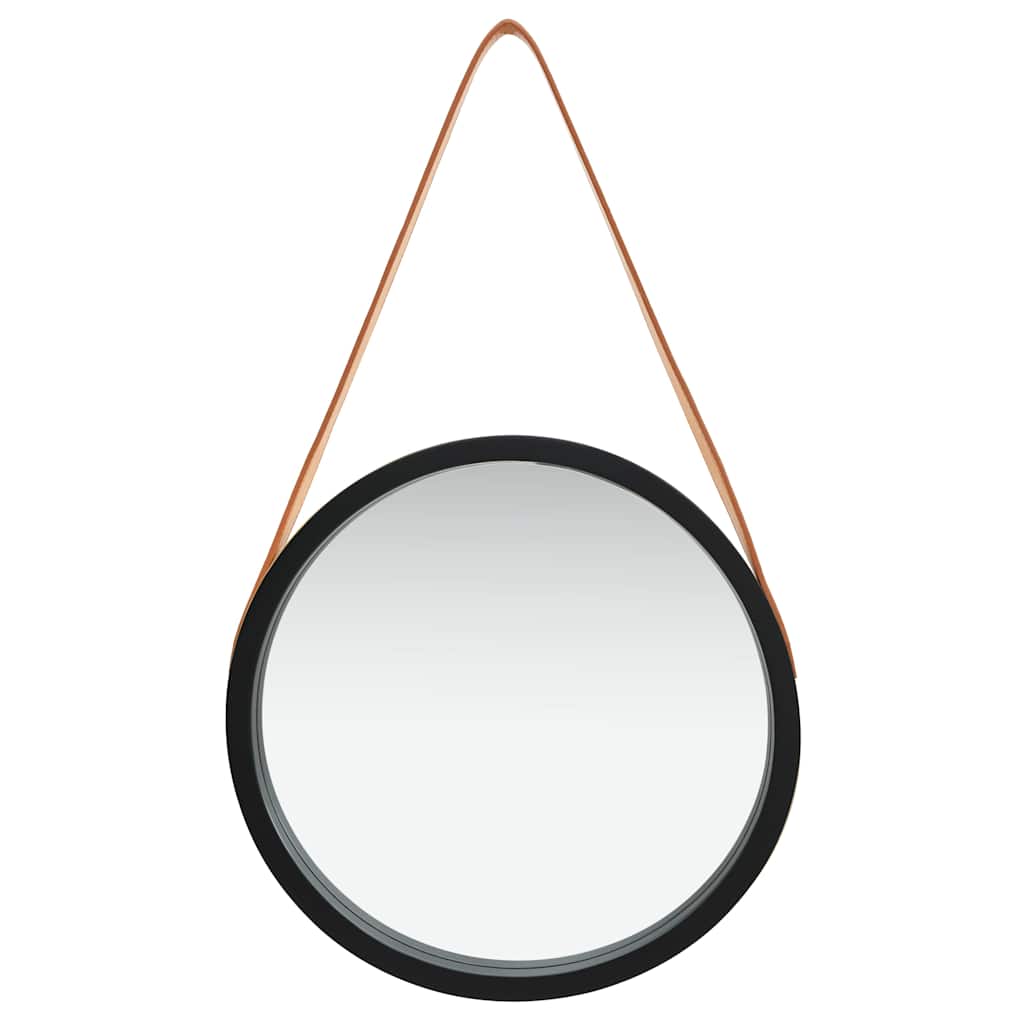 Vidaxl wandspiegel met band 40 cm zwart