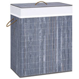Vidaxl wasmand met 2 vakken 100 l bamboe grijs - afbeelding 1